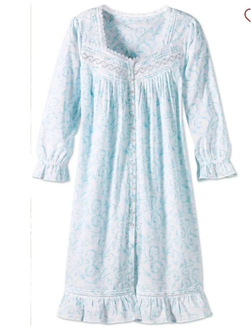 Eileen West Aqua Scroll Short Cotton Robe plus size 2X cottagecore loungewear